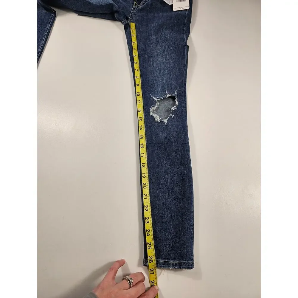 NWT free people midnight blue destroyed mid rise blue jeans 26